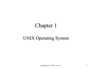 Fundamentals of UNIX Ver 1.0 3
Chapter 1
UNIX Operating System
 