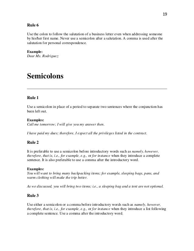 Punctuation Patterns Of A Business Letter Punctuation Patterns Of A Business Letter