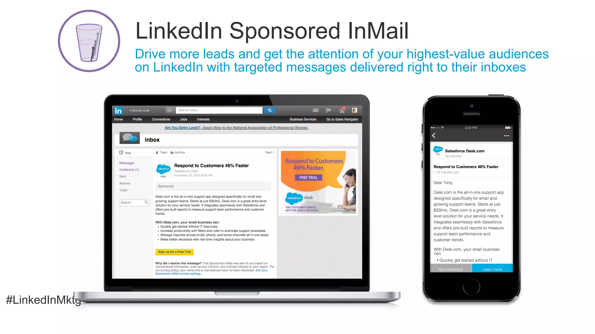 #LinkedInMktg
​ Drive more leads and get the attention of your highest-value audiences
on LinkedIn with targeted messages delivered right to their inboxes
​ 
LinkedIn Sponsored InMail
 