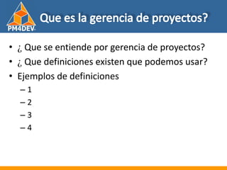 Fundamentos de al Gerencia de Proyectos
