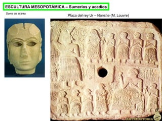 Dama de Warka
Placa del rey Ur – Nanshe (M. Louvre)
ESCULTURA MESOPOTÁMICA – Sumerios y acadios
 