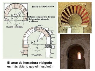 El arco de herradura visigodo
es más abierto que el musulmán
 