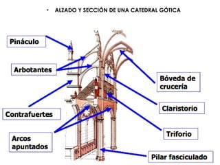 • ALZADO Y SECCIÓN DE UNA CATEDRAL GÓTICA
 