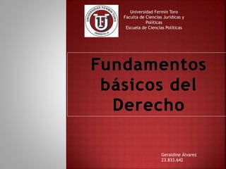 Universidad Fermín Toro 
Faculta de Ciencias Jurídicas y 
Políticas 
Escuela de Ciencias Políticas 
Geraldine Álvarez 
23.833.642 
 