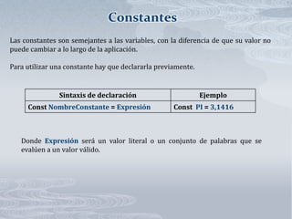 Fundamentos basicos de visual basic | PPTX