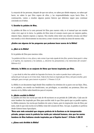 Fundamentos biblicos para un nuevo creyente | DOC