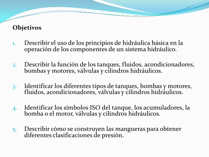 Sistema hidraulico caracteristicas