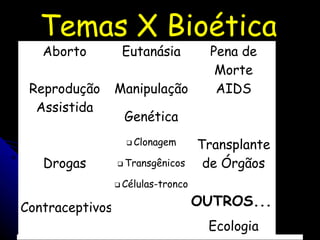 Temas X Bioética OUTROS... 