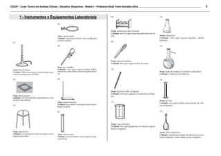 CEDUP – Curso Técnico em Análises Clínicas – Disciplina: Bioquímica – Módulo I – Professora Giseli Trento Andrade e Silva......................................................................................................... 5
___________________________________________________________________________________________________________________________________________

          1 - Instrumentos e Equipamentos Laboratoriais
 