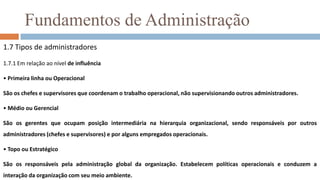 As funções do Administrador na Organização