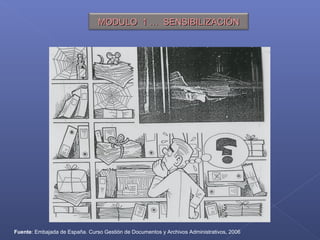 Fuente: Embajada de España. Curso Gestión de Documentos y Archivos Administrativos, 2006
MODULO 1 … SENSIBILIZACIÓNMODULO 1 … SENSIBILIZACIÓN
 