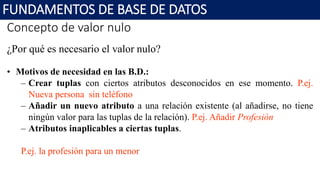 Fundamentos de BD - unidad 3 modelo relacional | PPTX