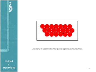 La cercanía de los elementos hace que los captemos como una unidad.




  Unidad
     x
proximidad                                                                         45
 