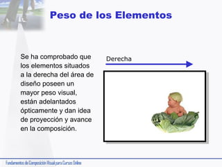Peso de los Elementos

Se ha comprobado que
los elementos situados
a la derecha del área de
diseño poseen un
mayor peso visual,
están adelantados
ópticamente y dan idea
de proyección y avance
en la composición.

Derecha

 