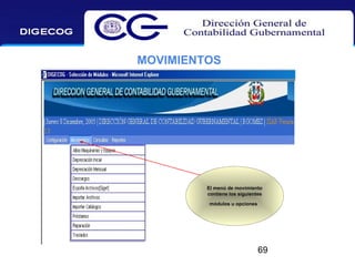 MOVIMIENTOS

El menú de movimiento
contiene los siguientes
módulos u opciones

69

 