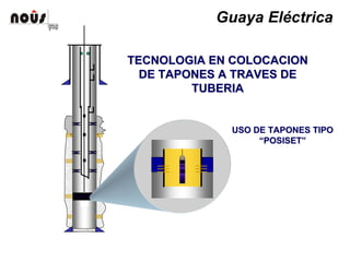 TECNOLOGIA EN COLOCACIONTECNOLOGIA EN COLOCACION
DE TAPONES A TRAVES DEDE TAPONES A TRAVES DE
TUBERIATUBERIA
USO DE TAPONES TIPOUSO DE TAPONES TIPO
““POSISETPOSISET””
Guaya Eléctrica
 