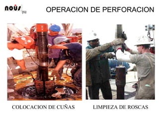 OPERACION DE PERFORACION
COLOCACION DE CUÑAS LIMPIEZA DE ROSCAS
 