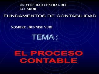 UNIVERSIDAD CENTRAL DEL
    ECUADOR




NOMBRE : DENNISE YURI
 