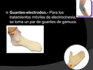 



Guantes-electrodos.- Para los
tratamientos móviles de electrocinesia,
se toma un par de guantes de gamuza.

 