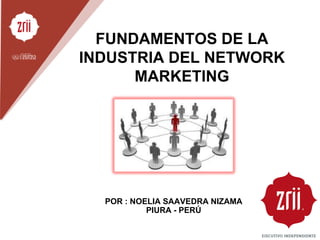 FUNDAMENTOS DE LA
INDUSTRIA DEL NETWORK
MARKETING
POR : NOELIA SAAVEDRA NIZAMA
PIURA - PERÚ
 