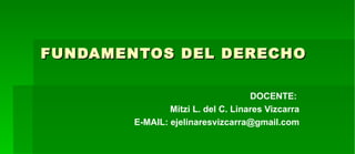 FUNDAMENTOS DEL DERECHO DOCENTE:  Mitzi L. del C. Linares Vizcarra E-MAIL: ejelinaresvizcarra@gmail.com 