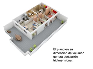 El plano en su dimensión de volumen genera sensación tridimensional. 