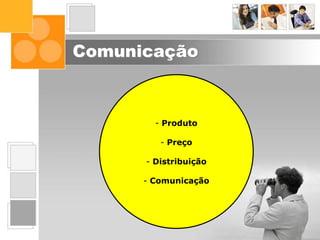 Comunicação
Interface do
Marketing nas
Organizações
Posicionamento
Segmentação
de Mercado
Inteligência
de Marketing
Comportamento
do Consumidor
O Ambiente
de Marketing
Composto
de Marketing
O Conceito de
Marketing
Fundamentos
de Marketing
- Produto
- Preço
- Distribuição
- Comunicação
 