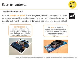 Fuente: IAB, IV Estudio anual Spain Mobile Marketing 2012. MMA, Herramientas Móviles imprescindibles Enero 2013
Usar la cá...