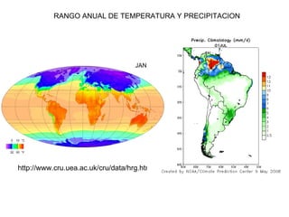 http://www.cru.uea.ac.uk/cru/data/hrg.htm  RANGO ANUAL DE TEMPERATURA Y PRECIPITACION 