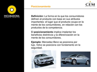 Conductual: ocasiones, beneficios, estatus de usuario, frecuencia de uso, estatus de lealtad, etapa de preparación, actitud hacia el producto. Segmentación de mercadosLa segmentación de mercados revela los segmentos en los que la empresa podría tener oportunidades. Ahora la empresa tiene que evaluar a los distintos segmentos y decidir cuántas y cuáles serán sus metas.  Mercado meta: Conjunto de compradores que tienen necesidades o características comunes, a los cuales la empresa decide servir.