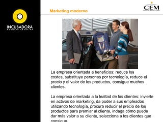 Marketing moderno	Principio # 7: Desarrollar métricas y analizar el ROI (Retorno de la Inversión)Philip Kotler remarca la importancia de disponer de un cuadro de mandos que nos ofrezca una visión exacta de cómo están evolucionando cada uno de los factores que intervienen en el proceso de ventas.Estas son algunas de las métricas que Kotler considera indispensables:Acerca del producto: Mejoras en la calidad: medir cuantas mejoras se han implementado en nuestros productos.