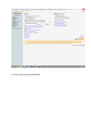 3.3 Crear la Base de Datos BDPROYECTOS
 