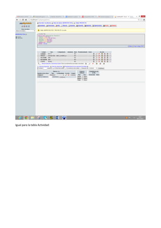 Igual para la tabla Actividad:
 