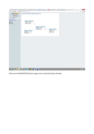 Click en el link BDPROYECTOS para luego crear el script de la Base de Datos
 