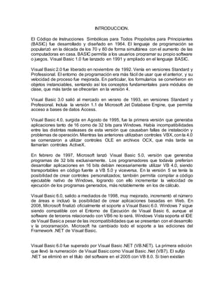 Fundamentos de visual basic 6.0 (trabajo de programacion) | DOCX