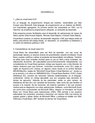 Fundamentos de visual basic 6.0 (trabajo de programacion) | DOCX