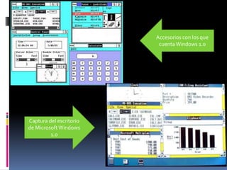 Captura del escritorio
de MicrosoftWindows
1.0
Accesorios con los que
cuenta Windows 1.0
 