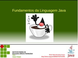 Fundamentos da Linguagem Java




                   
                                     Prof. Nécio de Lima Veras
                      http://lattes.cnpq.br/8284657916723590
 