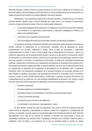 Fundamentos filosoficos de la educacion_IAFJSR | PDF