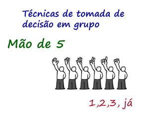 Técnicas de tomada de
decisão em grupo
1,2,3, já
Mão de 5
 