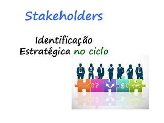 Stakeholders
Identificação
Estratégica no ciclo
 
