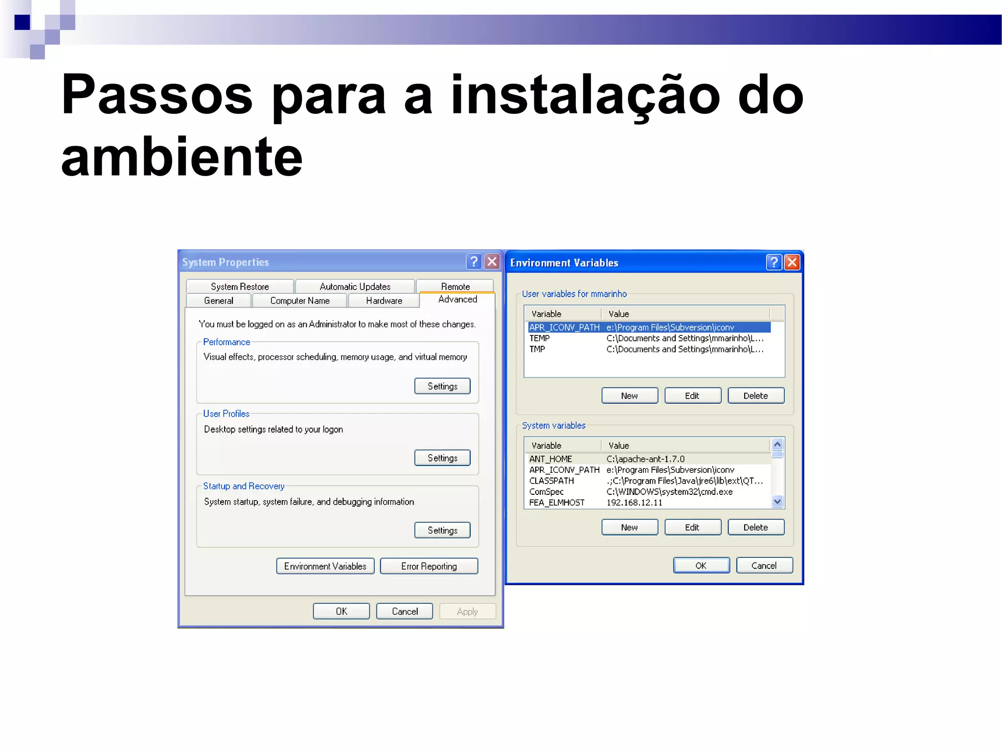 Passos para a instalação do ambiente 