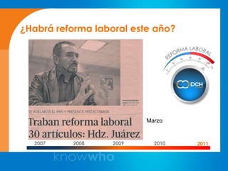 ¿Habrá reforma laboral este año?




                          Marzo


  2007    2008     2009     2010   2011
 