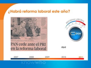 ¿Habrá reforma laboral este año?




                           Abril



  2007    2008     2009    2010    2011
 
