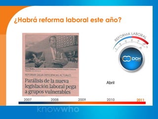 ¿Habrá reforma laboral este año?




                           Abril



  2007    2008     2009    2010    2011
 