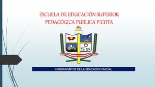 ESCUELA DE EDUCACIÓN SUPERIOR
PEDAGÓGICA PÚBLICA PICOTA
FUNDAMENTOS DE LA EDUCACION INICIAL
 