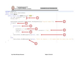 Universidad Nacional del Santa
         Facultad de Ingeniería
E.A.P. de Ingeniería de Sistemas e Informática
                                                         FUNDAMENTOS DE PROGRAMACIÓN




                                                     1


                                                                                       2
                              3

                                           4

                                                 5
                                                                                       6
                                           7

                                                                                       8




                                                 9
 