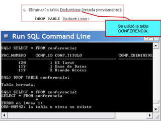 Se utilizó la tabla
CONFERENCIA.
 