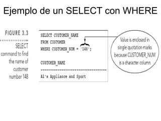 Ejemplo de un SELECT con WHERE
 