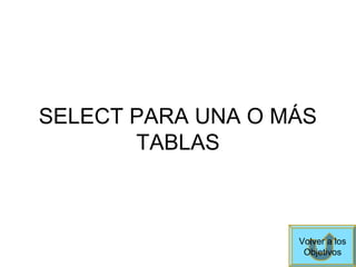 SELECT PARA UNA O MÁS
TABLAS
Volver a los
Objetivos
 